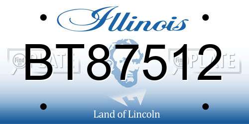 BT87512 Illinois License Plate