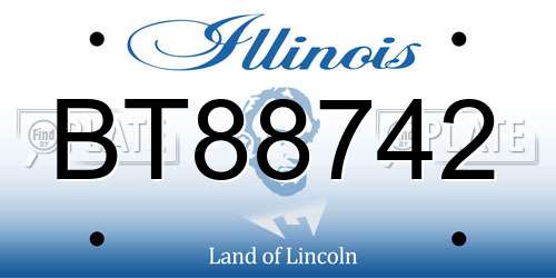 BT88742 Illinois License Plate