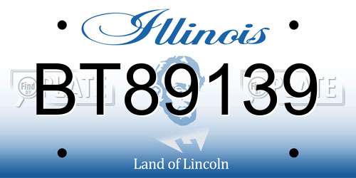 BT89139 Illinois License Plate