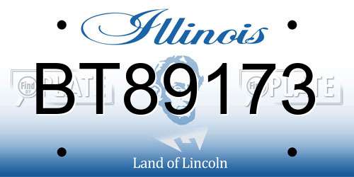 BT89173 Illinois License Plate