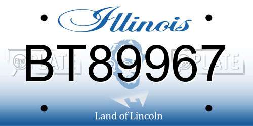 BT89967 Illinois License Plate