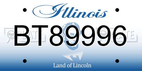 BT89996 Illinois License Plate