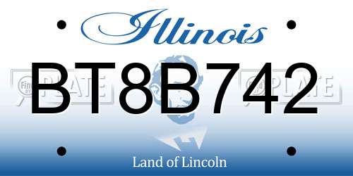 BT8B742 Illinois License Plate