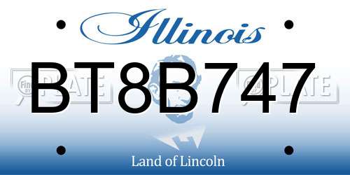 BT8B747 Illinois License Plate