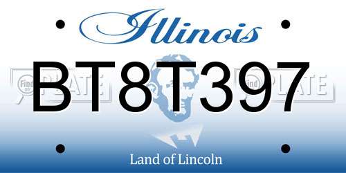 BT8T397 Illinois License Plate