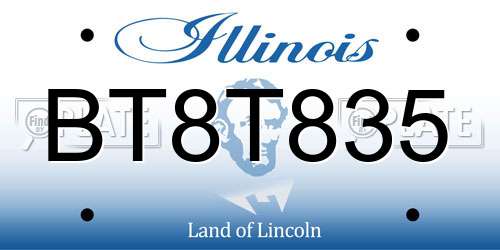 BT8T835 Illinois License Plate