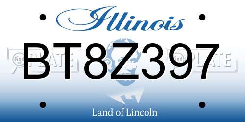BT8Z397 Illinois License Plate