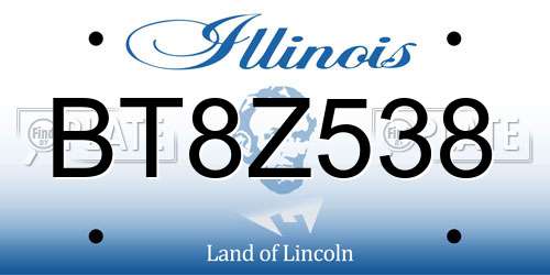 BT8Z538 Illinois License Plate