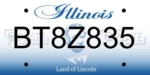 BT8Z835 Illinois License Plate