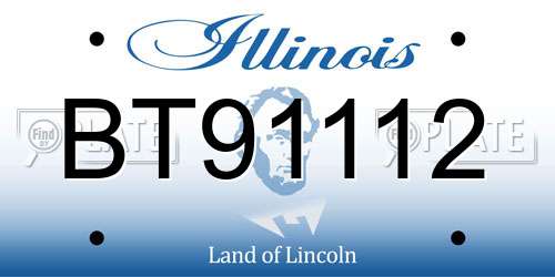 BT91112 Illinois License Plate