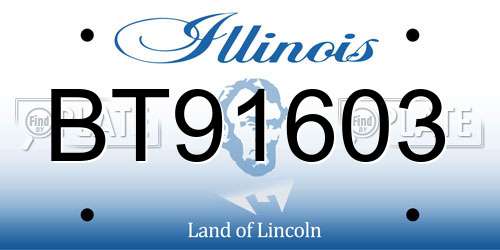 BT91603 Illinois License Plate
