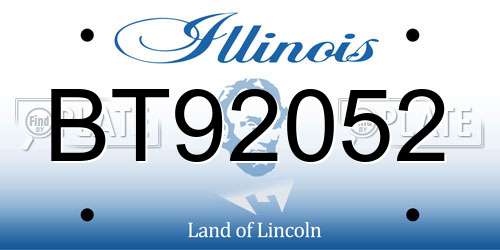 BT92052 Illinois License Plate