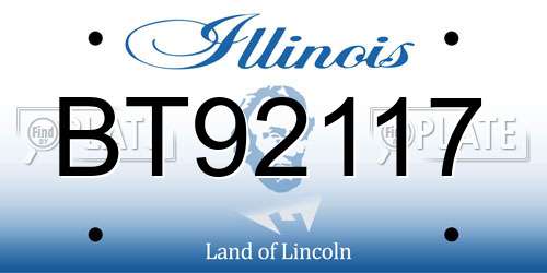 BT92117 Illinois License Plate