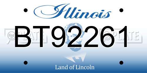 BT92261 Illinois License Plate
