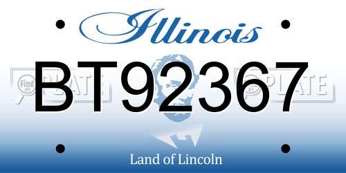 BT92367 Illinois License Plate