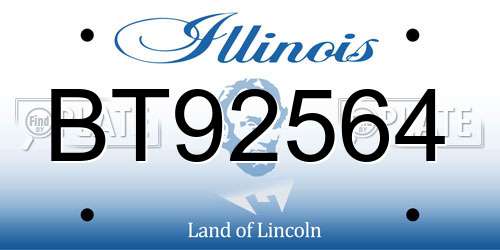 BT92564 Illinois License Plate