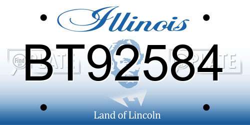BT92584 Illinois License Plate