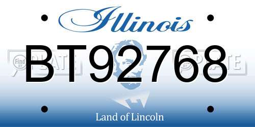 BT92768 Illinois License Plate