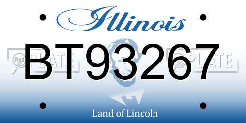BT93267 Illinois License Plate