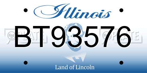 BT93576 Illinois License Plate