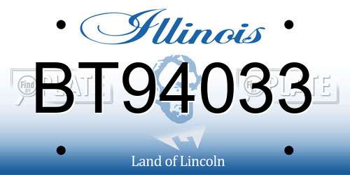 BT94033 Illinois License Plate