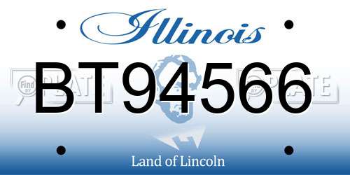 BT94566 Illinois License Plate