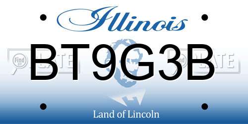 BT9G3B Illinois License Plate