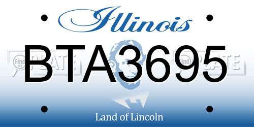 BTA3695 Illinois License Plate
