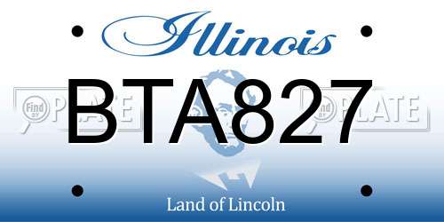 BTA827 Illinois License Plate