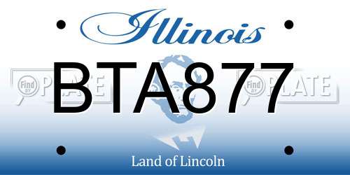 BTA877 Illinois License Plate
