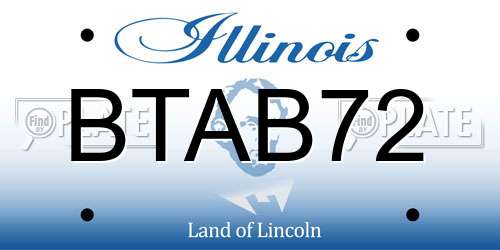 BTAB72 Illinois License Plate