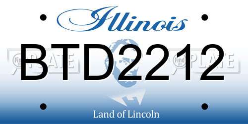 BTD2212 Illinois License Plate