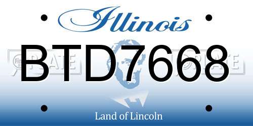 BTD7668 Illinois License Plate