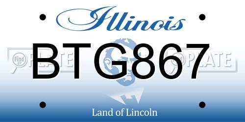 BTG867 Illinois License Plate