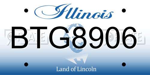 BTG8906 Illinois License Plate