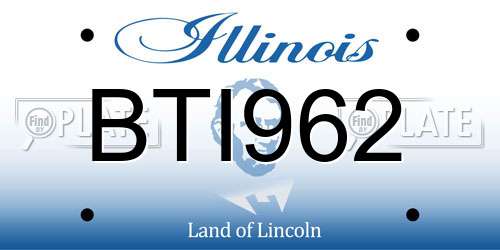 BTI962 Illinois License Plate