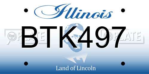 BTK497 Illinois License Plate
