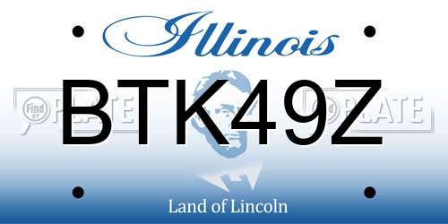BTK49Z Illinois License Plate