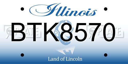 BTK8570 Illinois License Plate