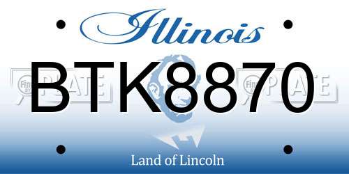 BTK8870 Illinois License Plate