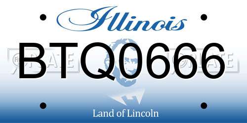 BTQ0666 Illinois License Plate