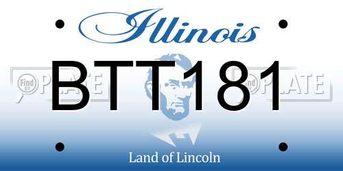 BTT181 Illinois License Plate