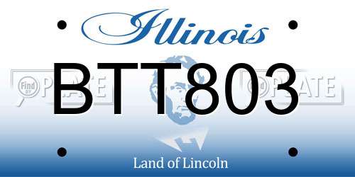 BTT803 Illinois License Plate