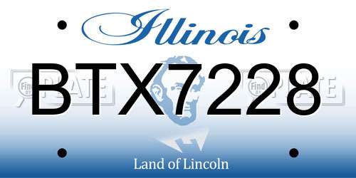 BTX7228 Illinois License Plate