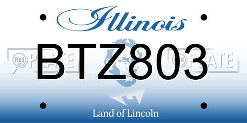 BTZ803 Illinois License Plate