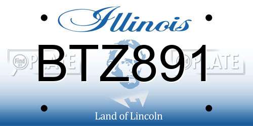 BTZ891 Illinois License Plate