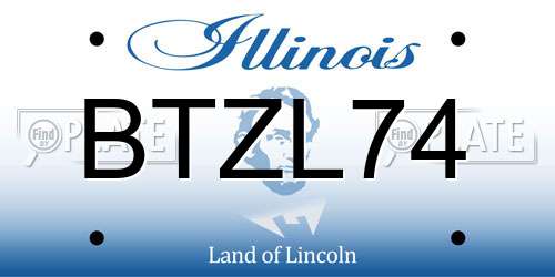 BTZL74 Illinois License Plate
