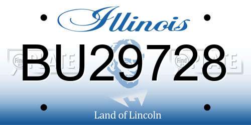 BU29728 Illinois License Plate