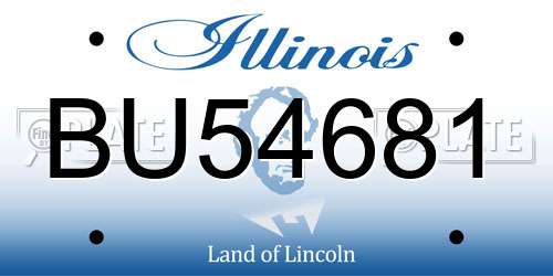 BU54681 Illinois License Plate