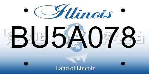 BU5A078 Illinois License Plate